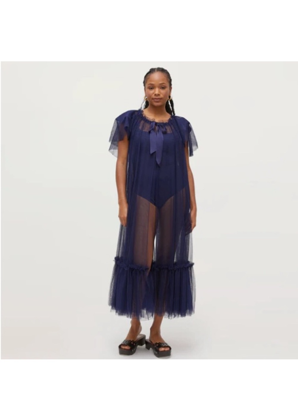 Hill House Navy Tulle Coco Duster in Navy